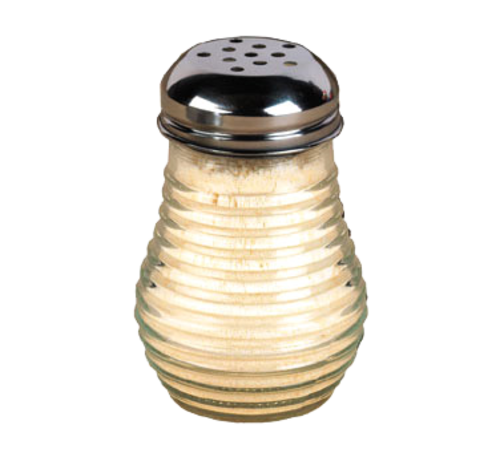 Choice 6 oz. Glass Cheese Shaker with Perforated Chrome-Plated Lid