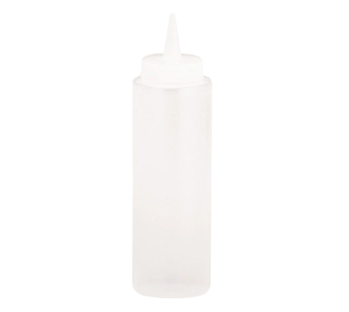 24 oz Clear Plastic Squeeze Bottle with White FLOWCUT Top