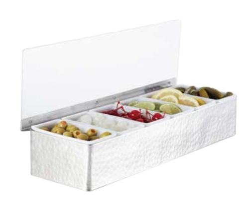 Bar Garnish Tray in Stainless Steel - 6 Compartments