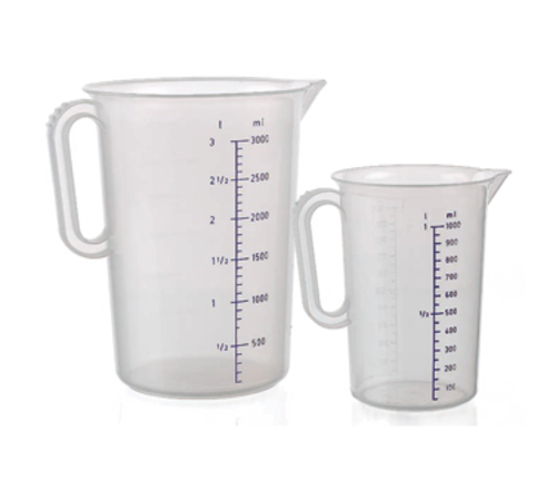 RW Base 1 Quart Measuring Jars, 10 Durable Measuring Beakers - Metric and Imperial Units, V-Shaped Spout, Clear Plastic Measuring Cups, Handle with Th