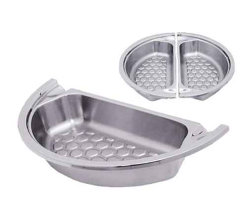 CookTek CT-103096 Round Split Pan Insert for 6.9 qt Chafer - Porcelain,  White