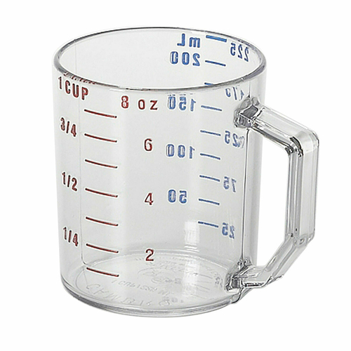 RW Base 1 Quart Measuring Jars, 10 Durable Measuring Beakers - Metric and Imperial Units, V-Shaped Spout, Clear Plastic Measuring Cups, Handle with Th