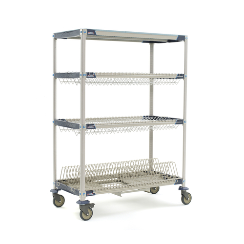 Metro PR48VX3-XDR MetroMax i Mobile Four Tier Bulk Tray Drying Rack with  Drip Tray - 24 x 48 x 68