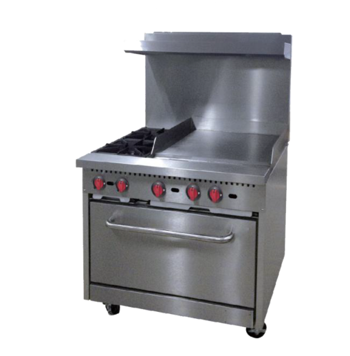 36in Range 12 Griddle/ 4 Burners on Right Natural Gas Cookrite Atosa - 5  Star Restaurant Equipment