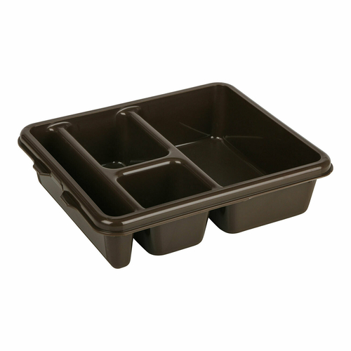 Cambro 1596CW133 9 x 15 Beige Polycarbonate Rectangular Camwear 2 x 2 Compartment Tray