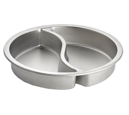 CookTek CT-103096 Round Split Pan Insert for 6.9 qt Chafer - Porcelain,  White