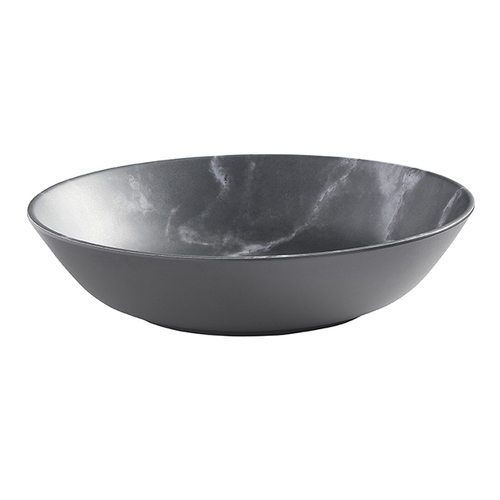 American Metalcraft 36 Oz. Round Matte Marble Grey Melamine Bowl - Thumbnail 3