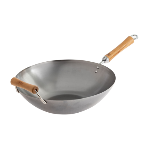 Professional Series Carbon Steel Ceramic Nonstick Flat Bottom Wok with Phenolic Handles