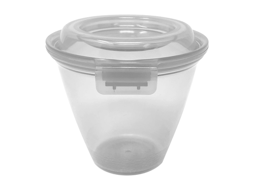 Get EC-21-CL Eco Clear Polypropylene 12 oz. Reusable Side-Dish/Large Sauce Cup with Hinged Lid - 24/Case