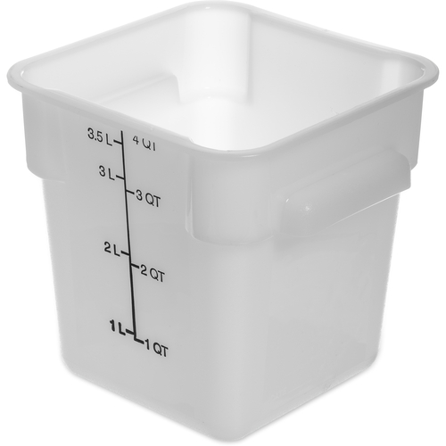 Carlisle 4 Qt. White Square Polyethylene Food Storage Container and Green  Lid - 3/Pack