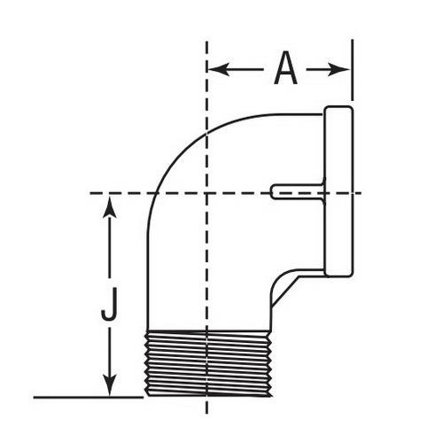 (D) 1-1/4 GALV MALL STREET 90 ELBOW