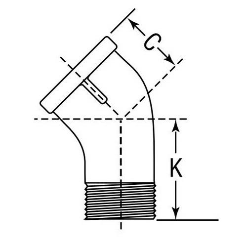 (D) 1/4 GALV MALL STREET 45 ELBOW