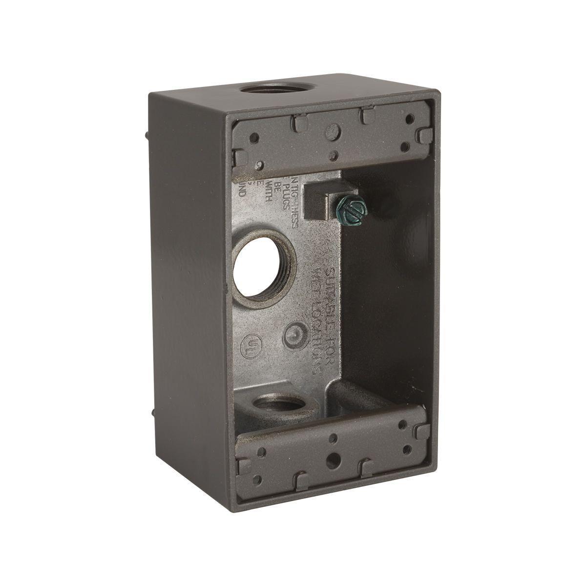 5320-2 RACO 1G WP BOX (3) 1/2 IN. OUTLETS - BRONZE