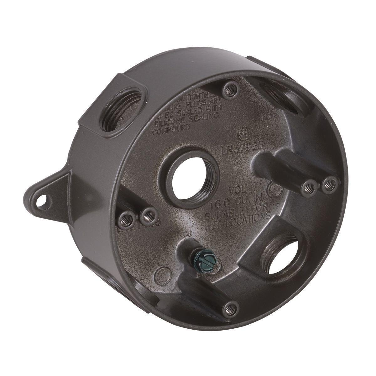 5361-2 RACO WP 4 RND (5)1/2 OTLETS BRZ