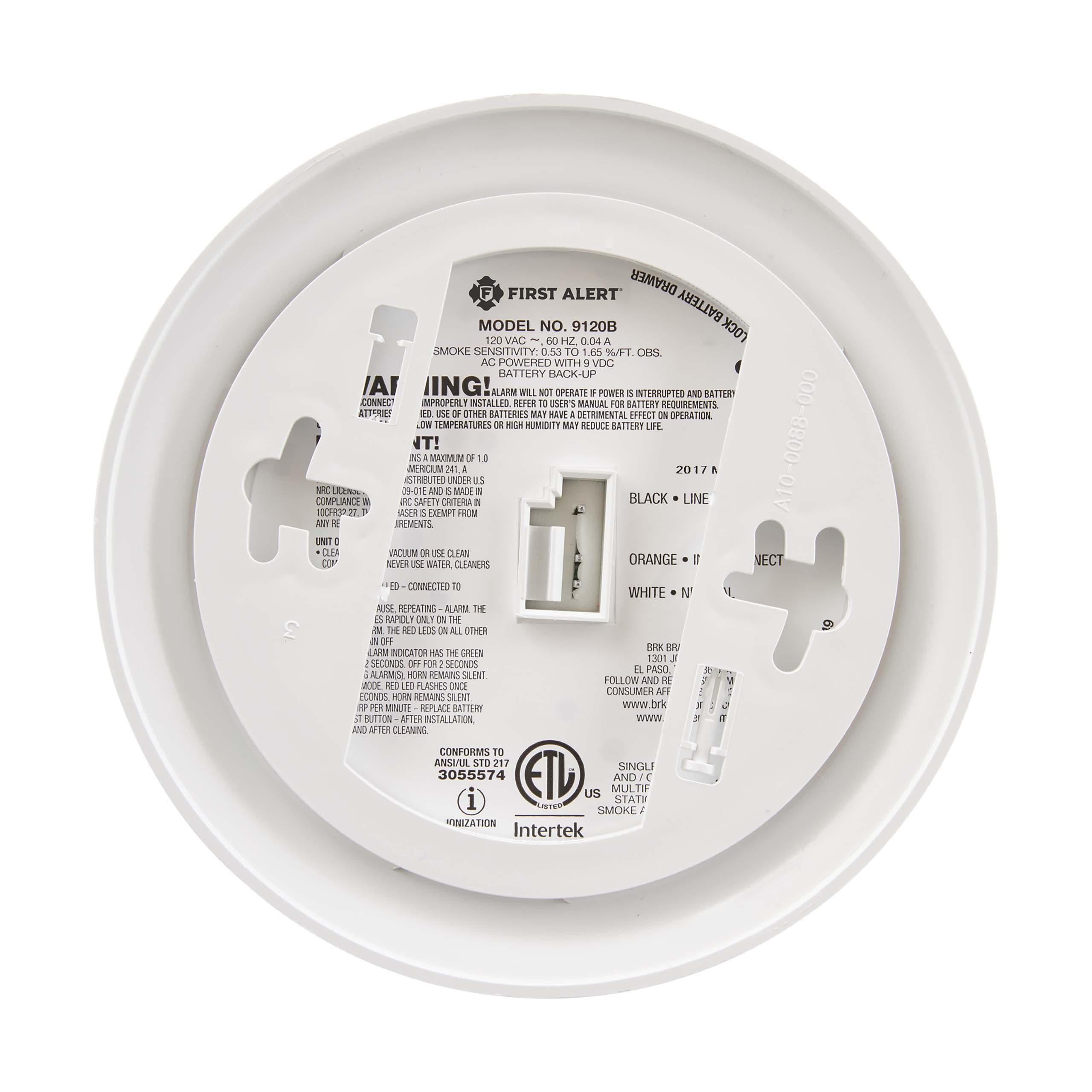 9120LBL BRK 120V AC/DC SMOKE ALARM - 10YR LITHIUM BATTERY - LOCKED BATTERY DRAWER ZZZZ