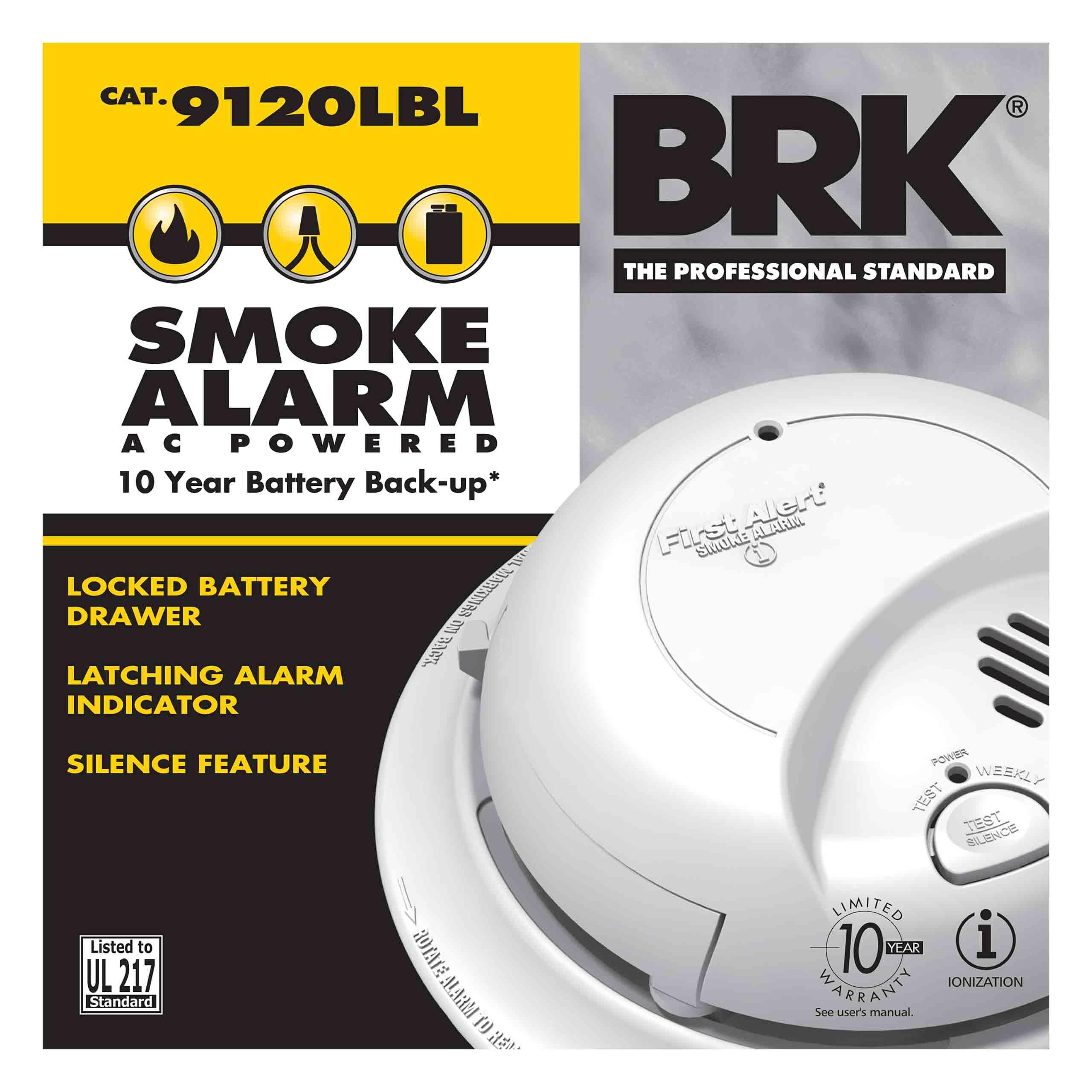 9120LBL BRK 120V AC/DC SMOKE ALARM - 10YR LITHIUM BATTERY - LOCKED BATTERY DRAWER ZZZZ