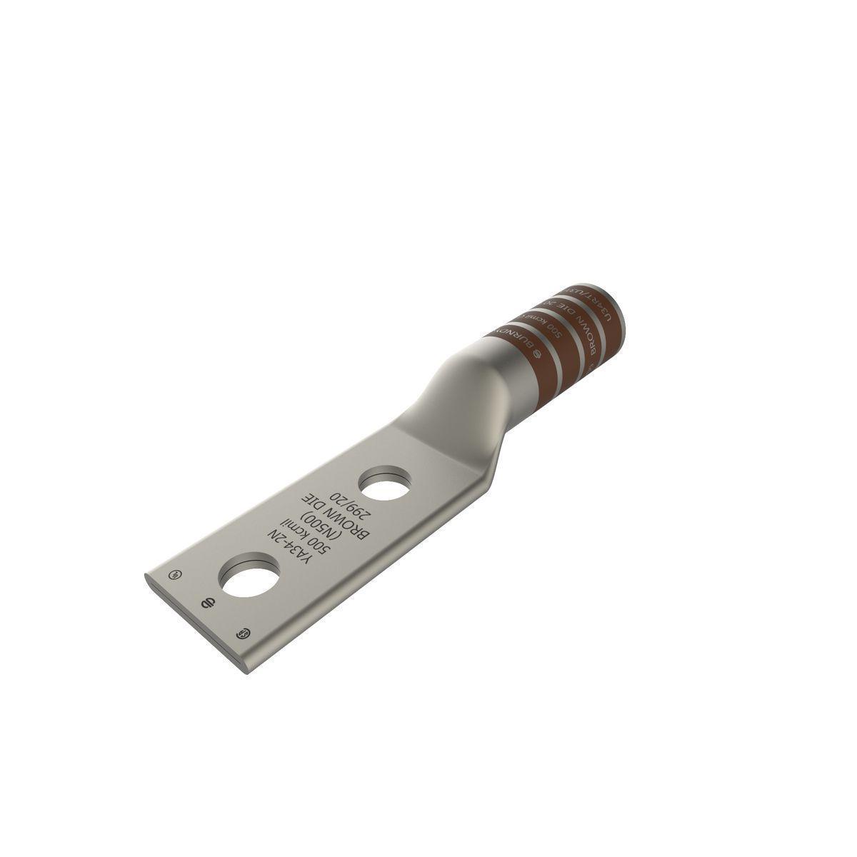 YA34-2N BUR 2 HOLE COMP LUG COPPER 500MCM W/ 1/2"STUD HOLES