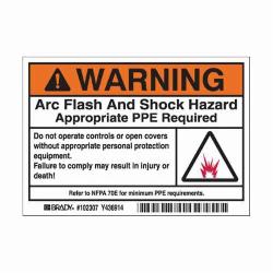 102307 BRADY B302 3.5X5 BLK/ORG/W 100/RL FLASH&SHOCK 75447300899 Y436914