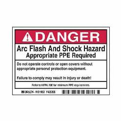 102310 BRADY B302 3.5X5 BLK/RED/W 100/RL FLASH&SHOCK 75447300902