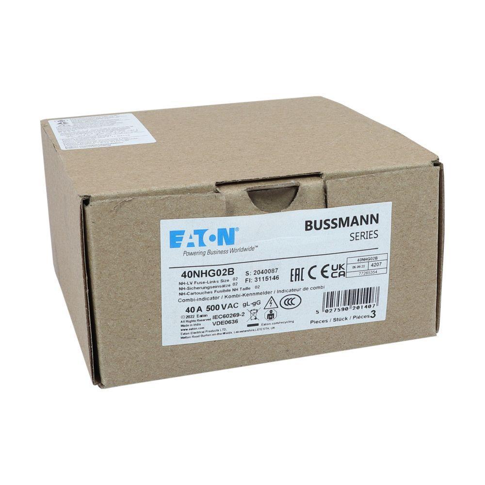 40NHG02B BUSSMANN NH FUSE 40A 500V GG/GL SIZE 02