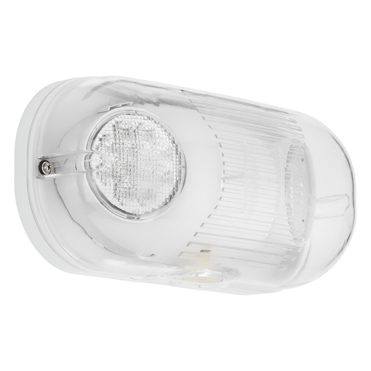 CU2SO HUB LED EMERGENCY LIGHT WITH FULLY ADJUSTABLE LAMPHEADS GASKETED POLYCARBONATE SHIELD FOR OUTDOOR USE NICKEL CADMIUM BATTERY