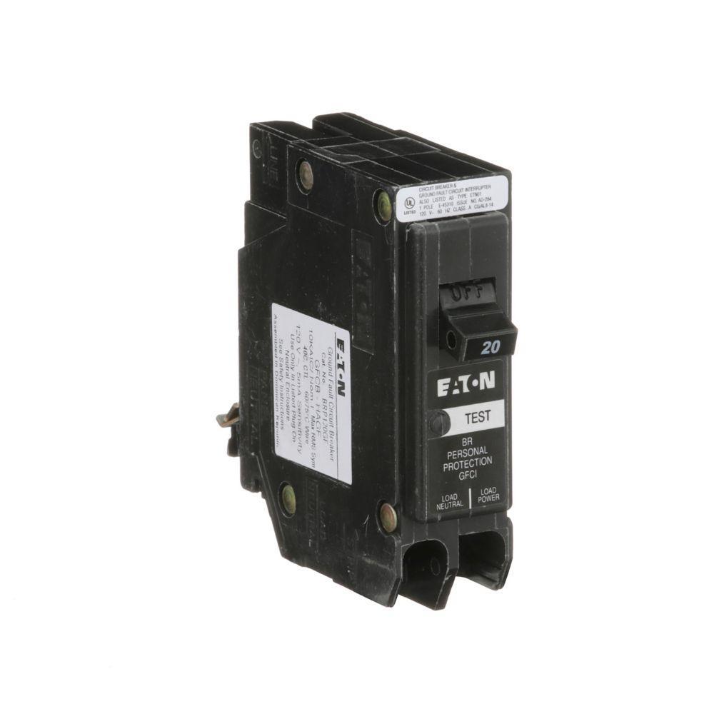 BRP120GF CH BR GFCI, 5MA, 1 POLE, 10KAIC, 20A, PLUG ON NEUTRAL