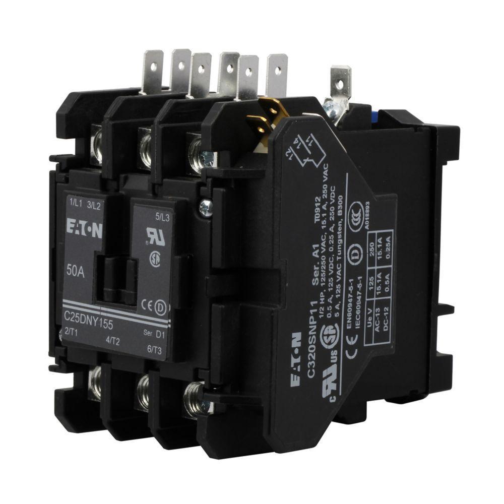 C25DNY155AL CH 3P 50A DP CONT W/DIN RAIL 120V COIL W/1NO-1NC AUX CONT