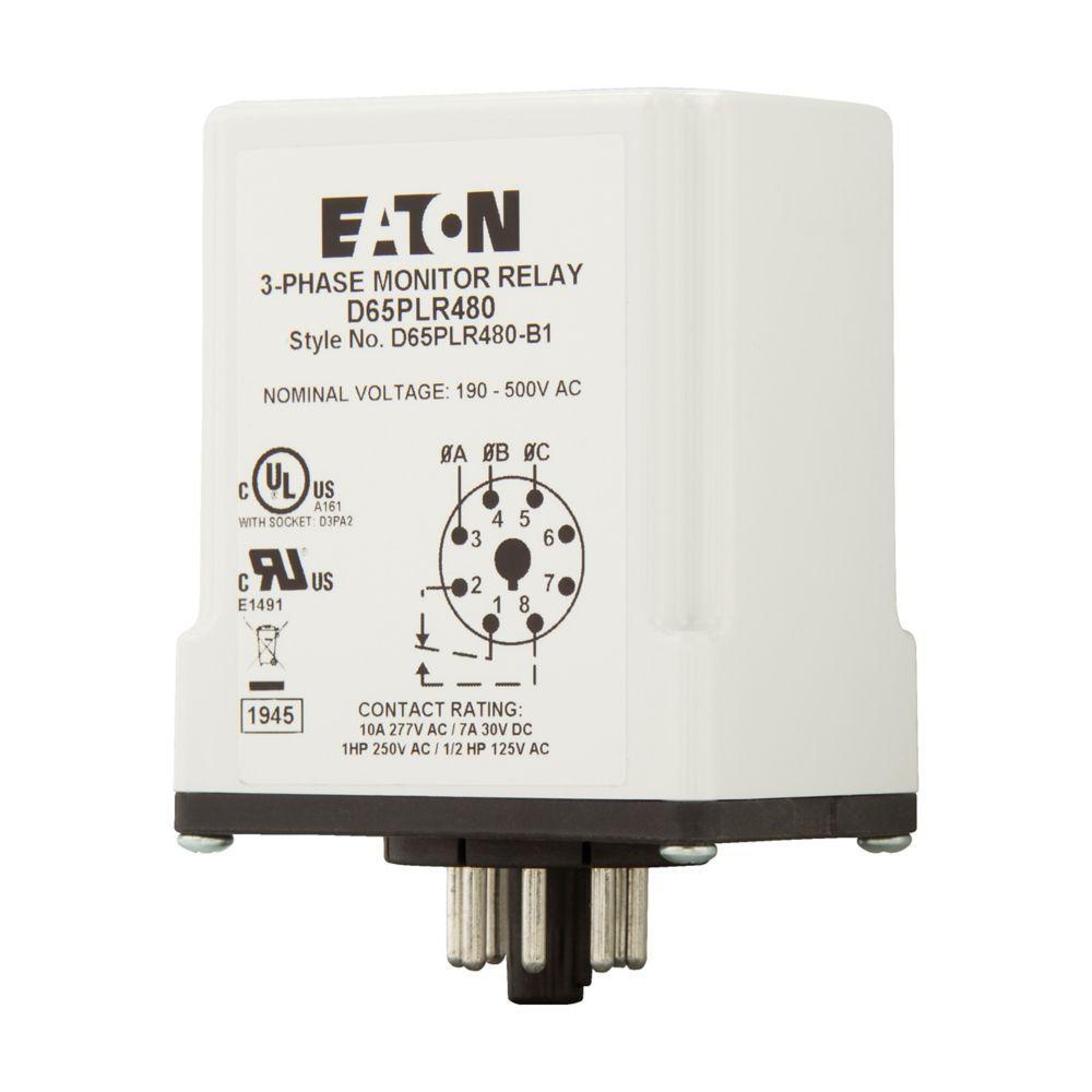 D65PLR480 CH 190-500V 8-PIN PLUG-IN PHASE MONITOR RELAY