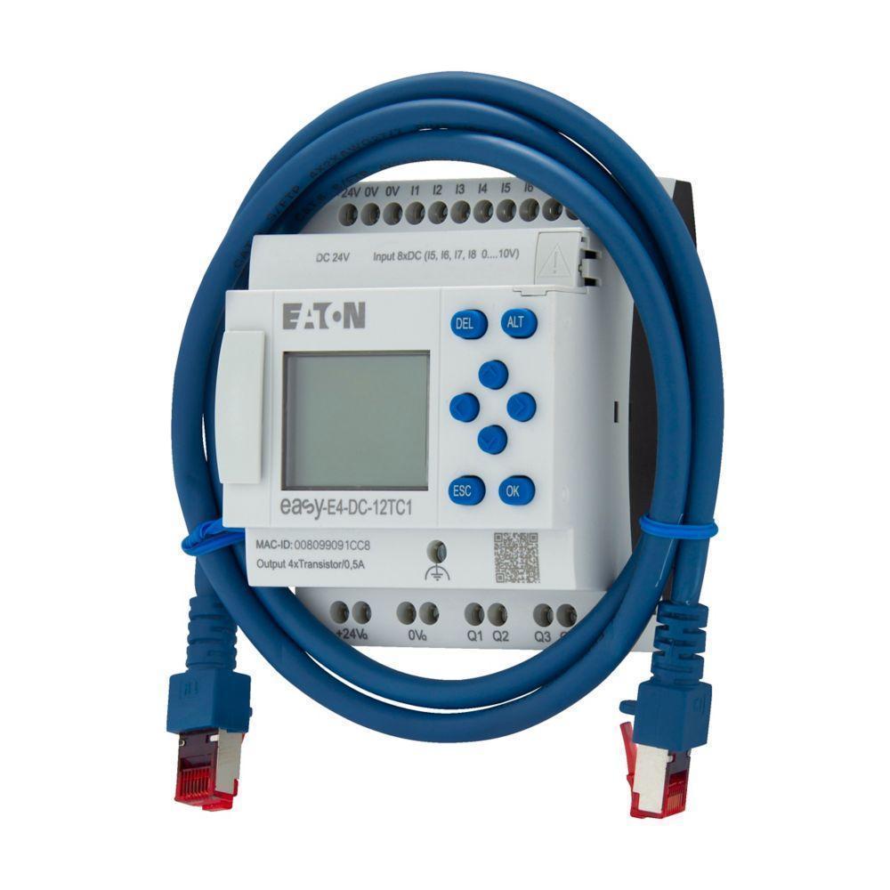 EASY-BOX-E4-DC1 CH EASYE4 STARTER KIT NANO PLC BASE AND SOFTWARE 4 DIGITAL AND 4 ANALOG/DIGITAL INPUTS 4 TRANSISTOR OUTPUTS 24VDC DISPLAY KEYPAD REAL TIME CLOCK ETHERNET EXPANDABLE SCREW TERMINAL W71.5XH90XD58MM