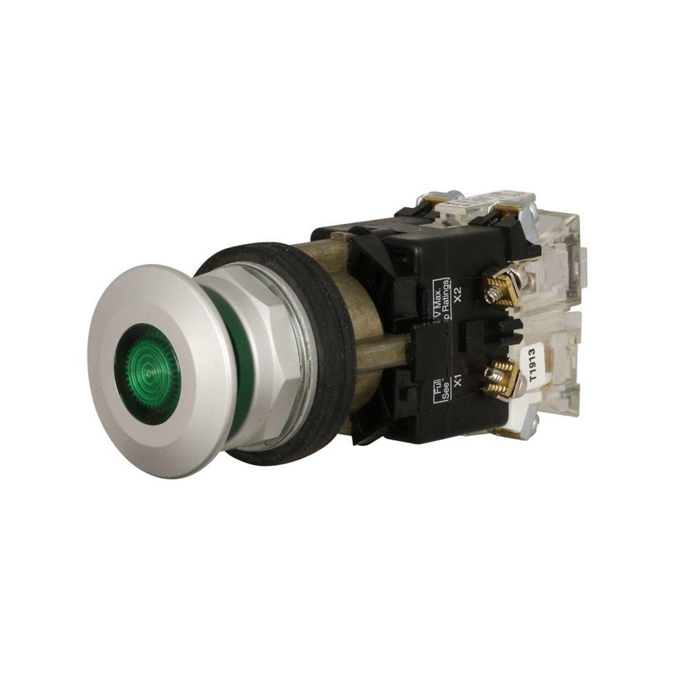 HT8FBRF7 CH 2-POS ILLUM PUSH-PULL, MAINT, RED, 120V FV, LED