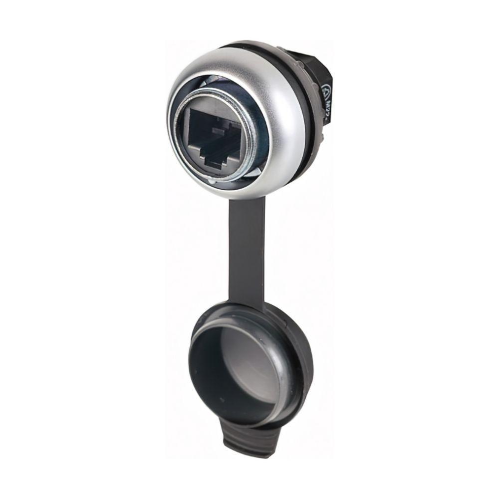 M22-RJ45-SA CH ETHERNET BULKHEAD RJ45 FEMALE TO RJ45 FEMALE CAT5E IP65 WITH SNAPON CAP INCLUDES LANYARD M22 PANEL CUTOUT