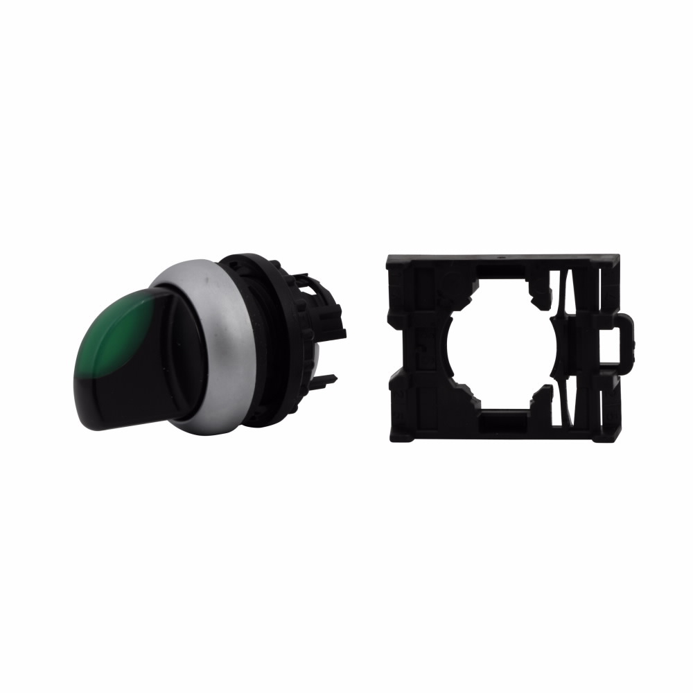 M22-WLK-G CH SELECTOR SWITCH 22MM OPERATOR GREEN 2POSITION ILLUMINATED MOMENTARY SILVER BEZEL (CAN BE CONVERTED TO MAINTAINED)