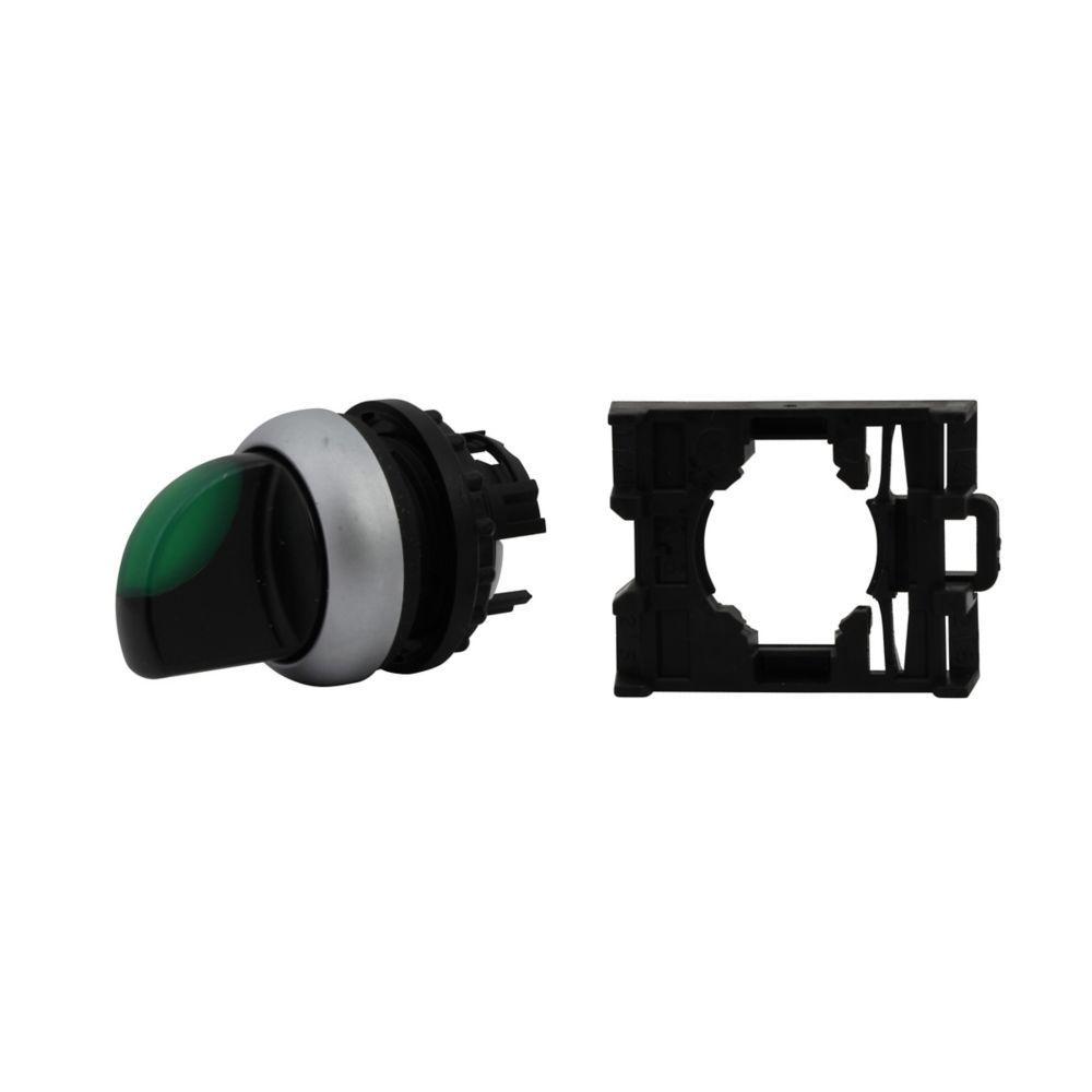 M22-WLK3-G CH SELECTOR SWITCH 22MM OPERATOR GREEN 3POSITION ILLUMINATED MOMENTARY SILVER BEZEL (CAN BE CONVERTED TO MAINTAINED)