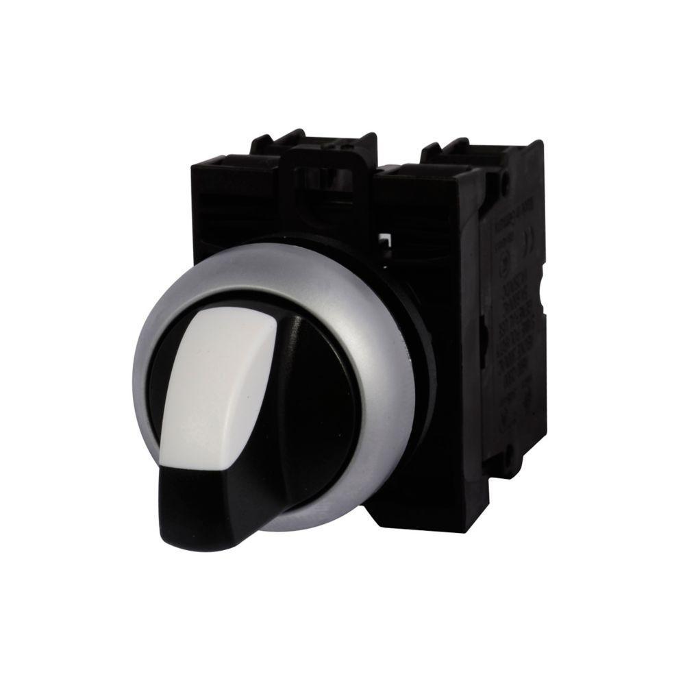 M22-WRK3-K20 CH ASSEMBLED SELECTOR SWITCH 22MM BLACK 3POSITION NON-ILLUMINATED MAINTAINED SILVER BEZEL 2NO
