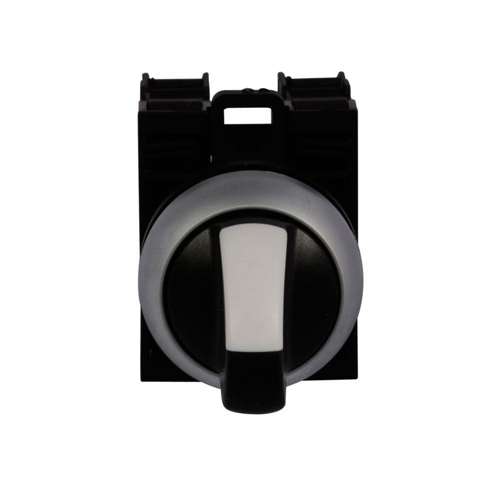 M22-WRK3-K20 CH ASSEMBLED SELECTOR SWITCH 22MM BLACK 3POSITION NON-ILLUMINATED MAINTAINED SILVER BEZEL 2NO