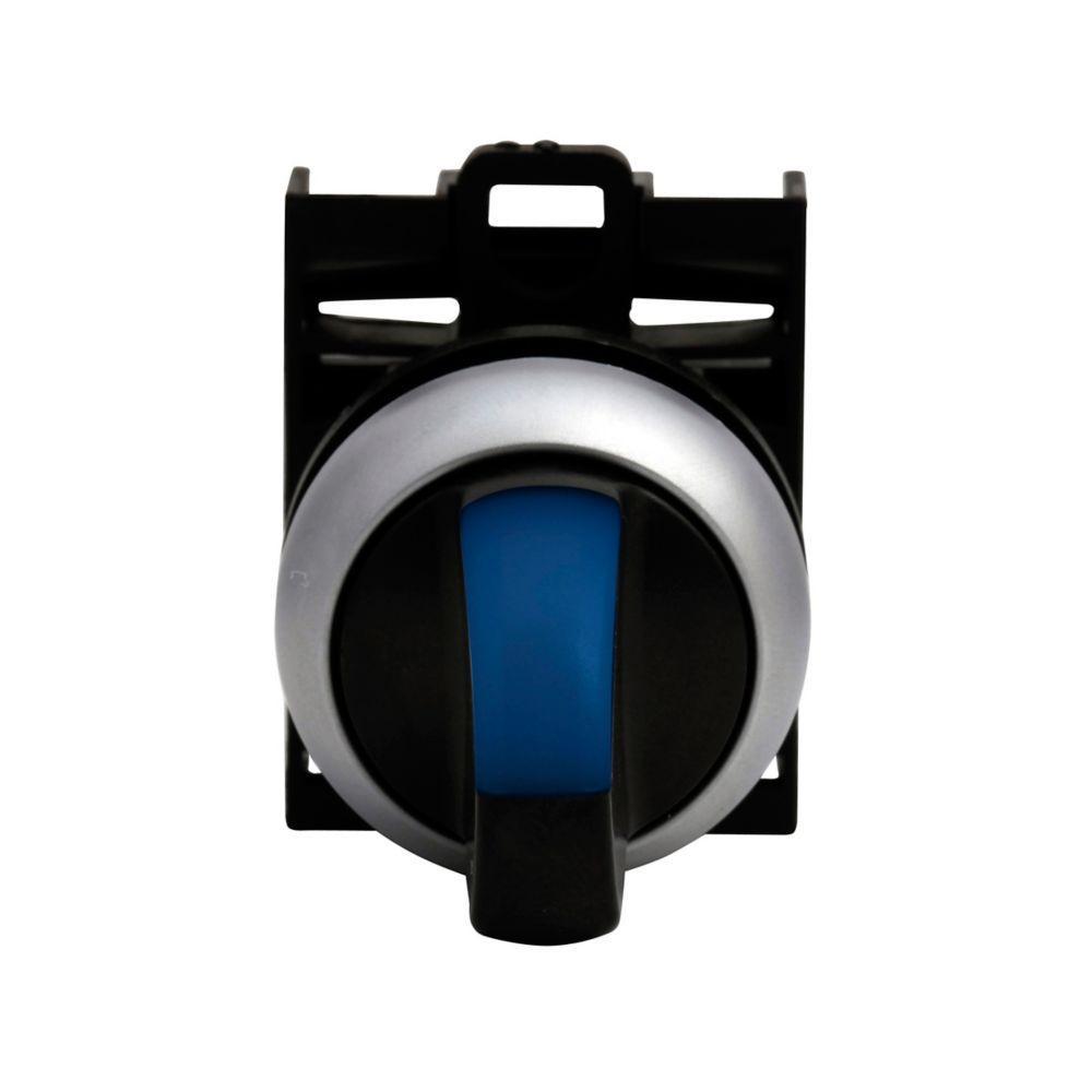 M22-WLK3-B CH SELECTOR SWITCH 22MM OPERATOR BLUE 3POSITION ILLUMINATED MOMENTARY SILVER BEZEL (CAN BE CONVERTED TO MAINTAINED)