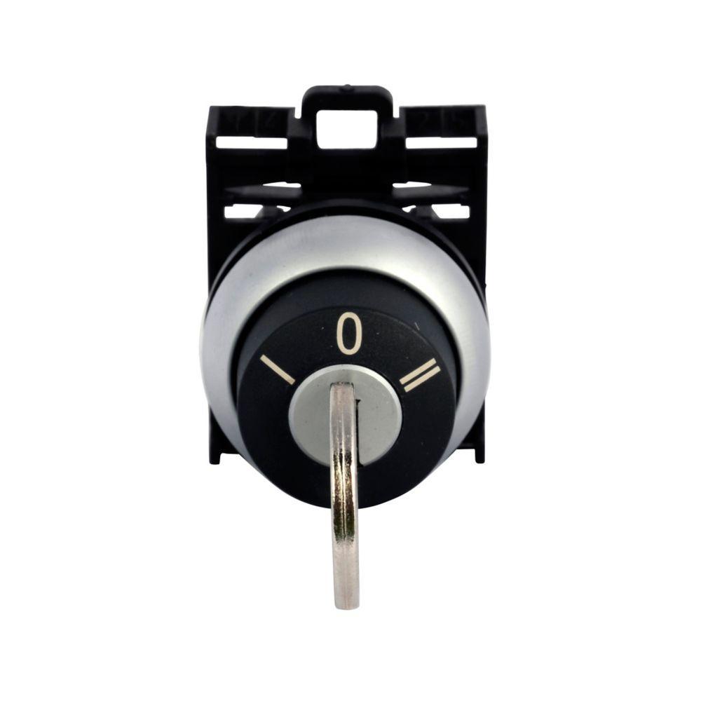 M22-WS3 CH SELECTOR SWITCH 22MM OPERATOR KEY 3POSITION MOMENTARY SILVER BEZEL KEY REMOVAL CENTER MS1 KEY CODE (CAN BE CONVERTED TO MAINTAINED)