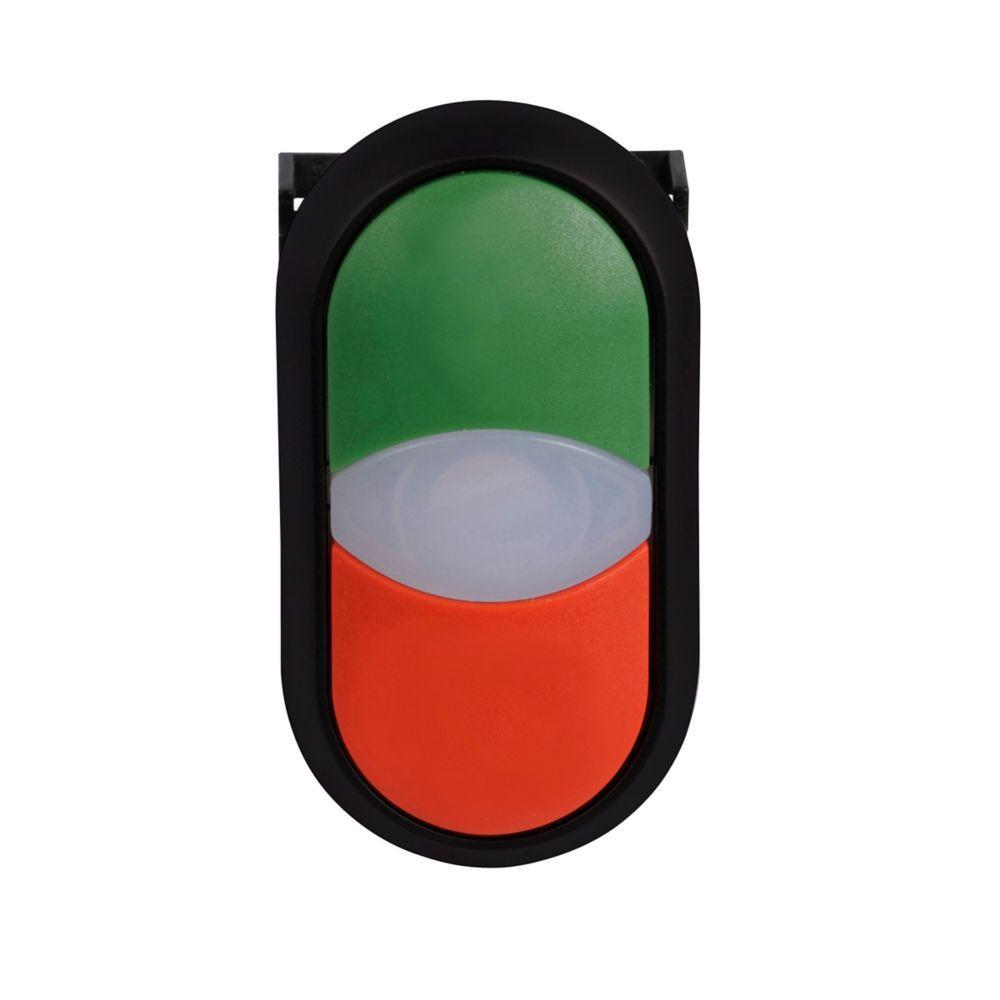 M22S-DDL-GR CH M22-DDLM-GR CH PUSHBUTTON 22MM OPERATOR DOUBLE BUTTON GREEN RED CENTER ILLUMINATED MOMENTARY BLACK BEZEL