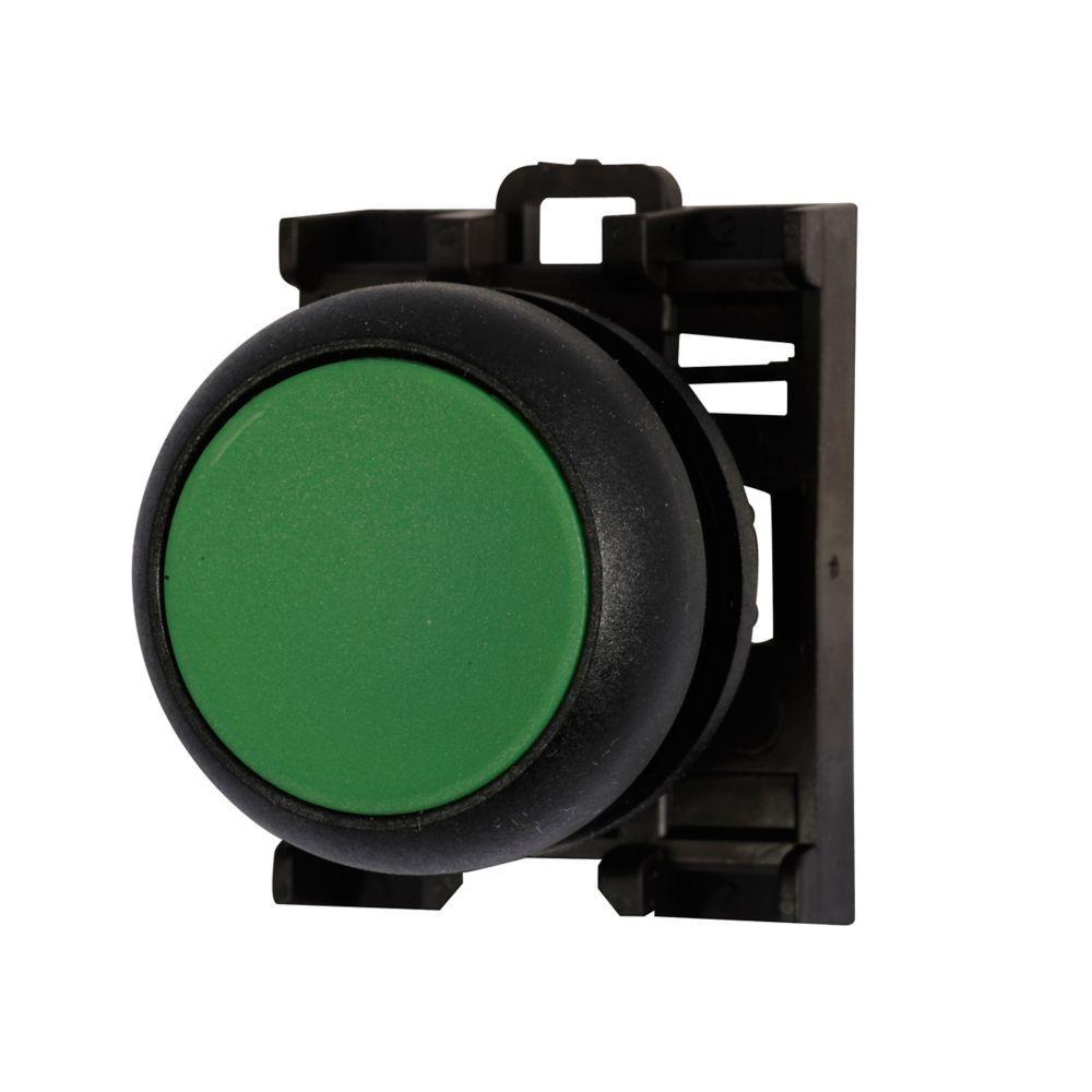 M22S-D-G CH PUSHBUTTON 22MM OPERATOR GREEN FLUSH NON-ILLUMINATED MOMENTARY BLACK BEZEL