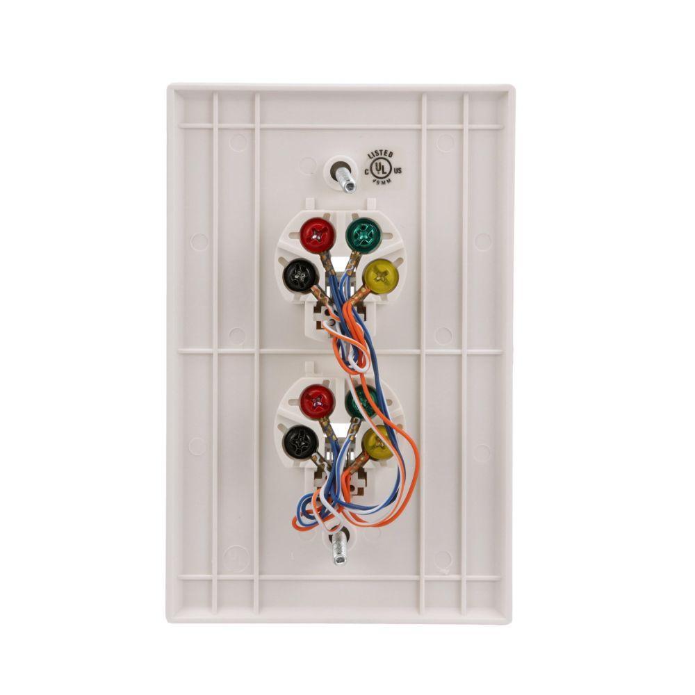 3547-4W CWD PHONE JACK DUAL FLUSHMNT 4COND MID UL WH