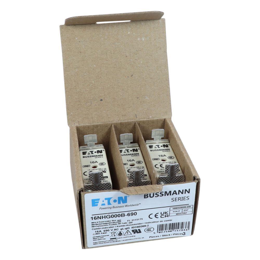 16NHG000B-690 BUSS NH FUSE 16AMP 690V gG SIZE 000 05171218839