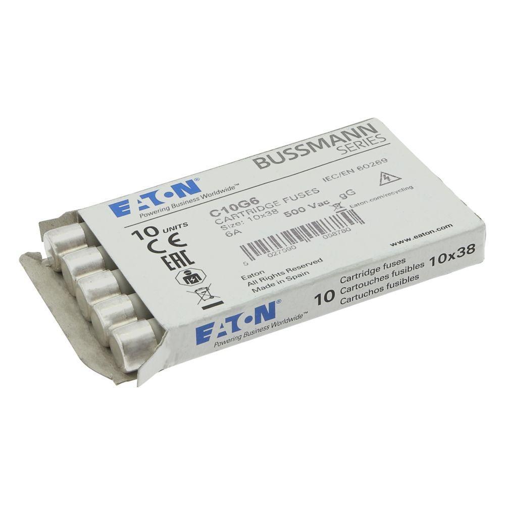 C10G6 BUS CYL.FUSE 10X38 GG 6A 500V (10)