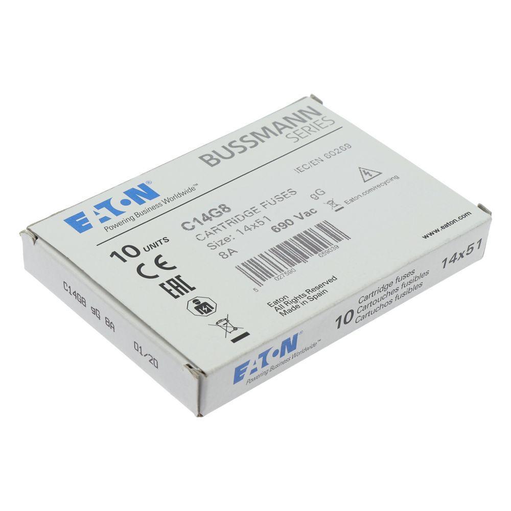 C14G8 BUSSMANN AC CYLINDRICAL FUSE 14X51 8AMP CG 690V