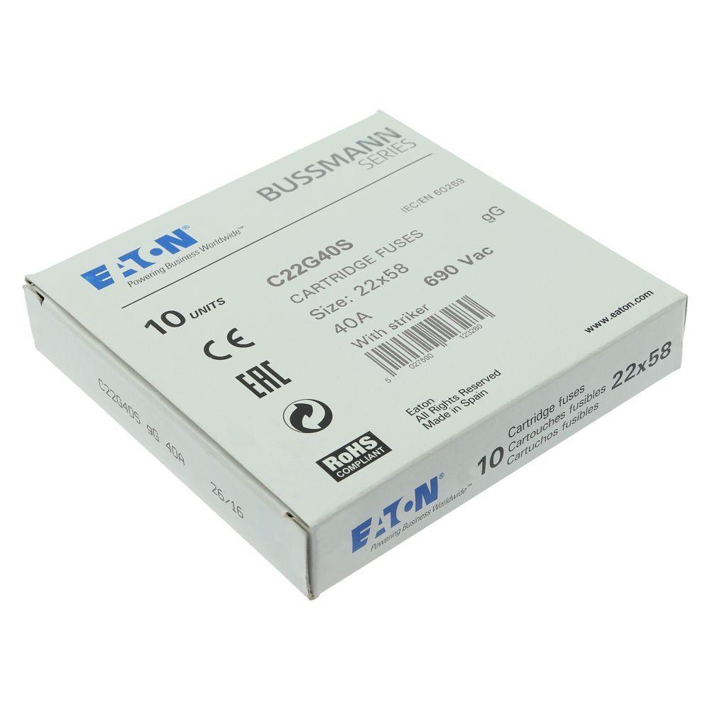 C22G40S BUSSMANN CYL FUSE >STR >22 X 58 40A GG 690V AC