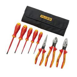 IKST7 FLUKE INSULATED HAND TOOLS STARTER KIT - 5 SCREWDRIVERS + 3 PLIERS, 1000V (3 SLOTTED, 2 PHILLIPS, LONG NOSE PLIER, DIAGONAL CUTTER, LINESMAN COMBINATION PLIER) ROLL-UP TOOL POUCH 5067389