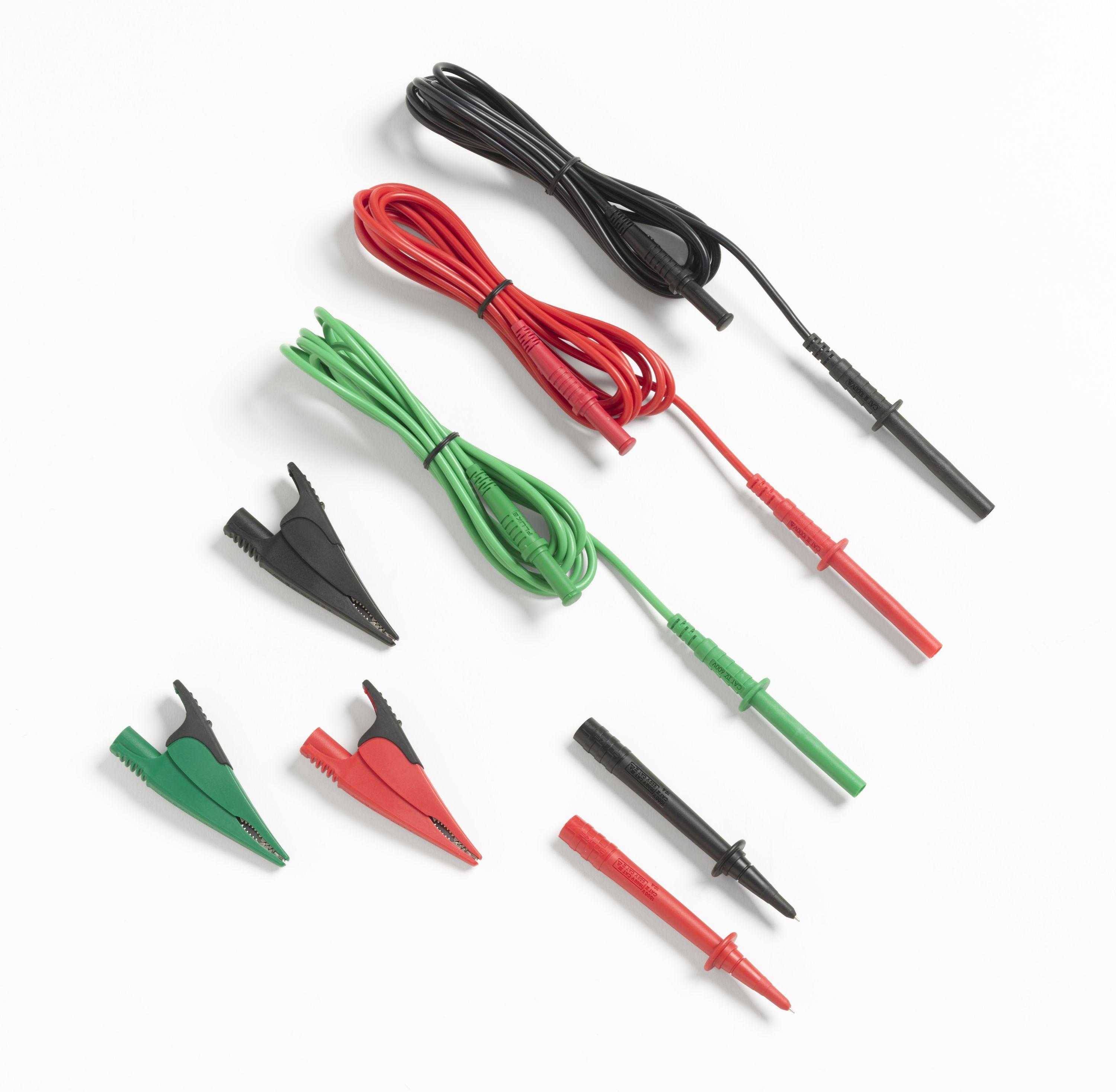 FLUKE TL1550B TEST LEAD SET WITH ALLIGATOR CLIPS RED/BLK/GRN #2788216