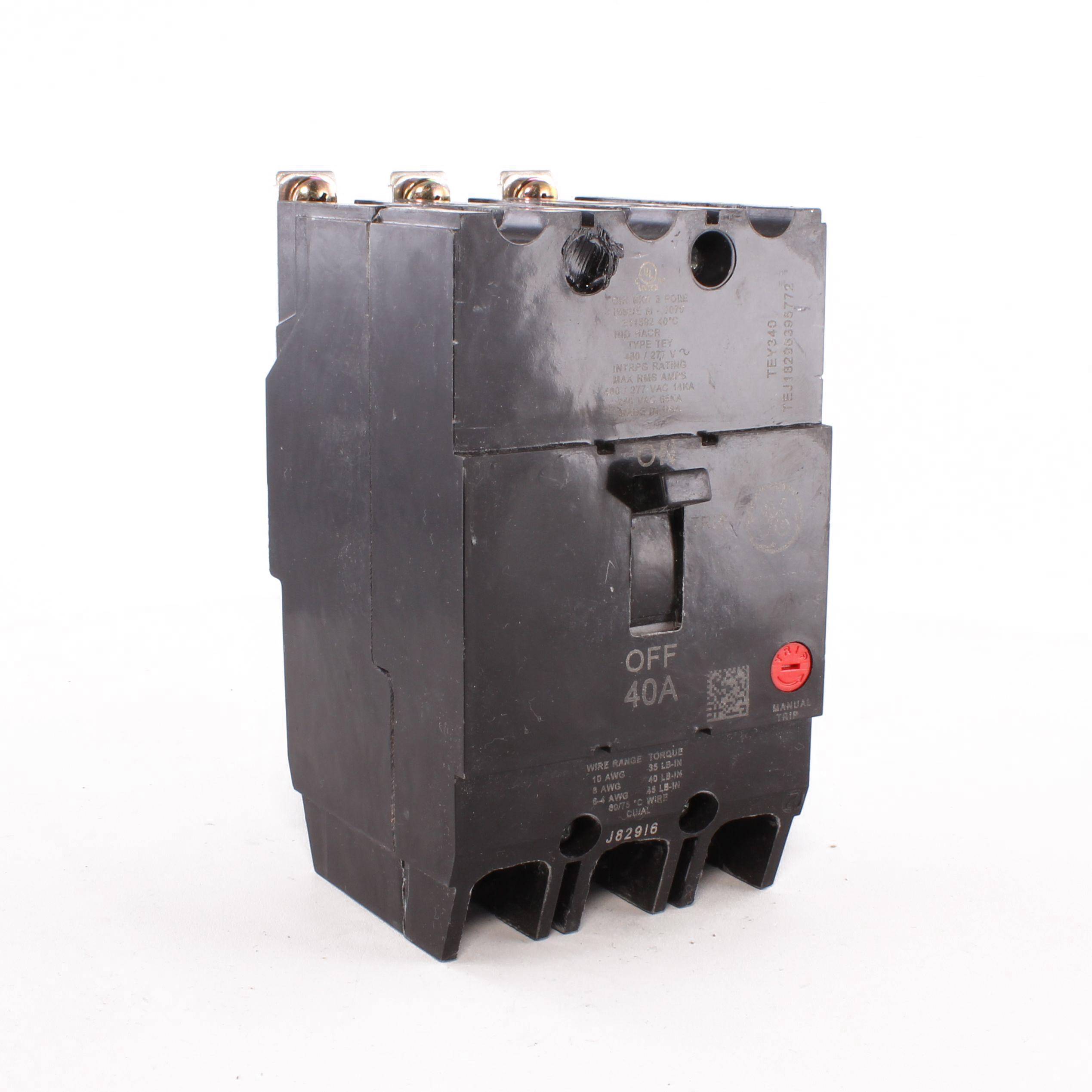 TEY340 GE 3P 480V 40A BREAKER..