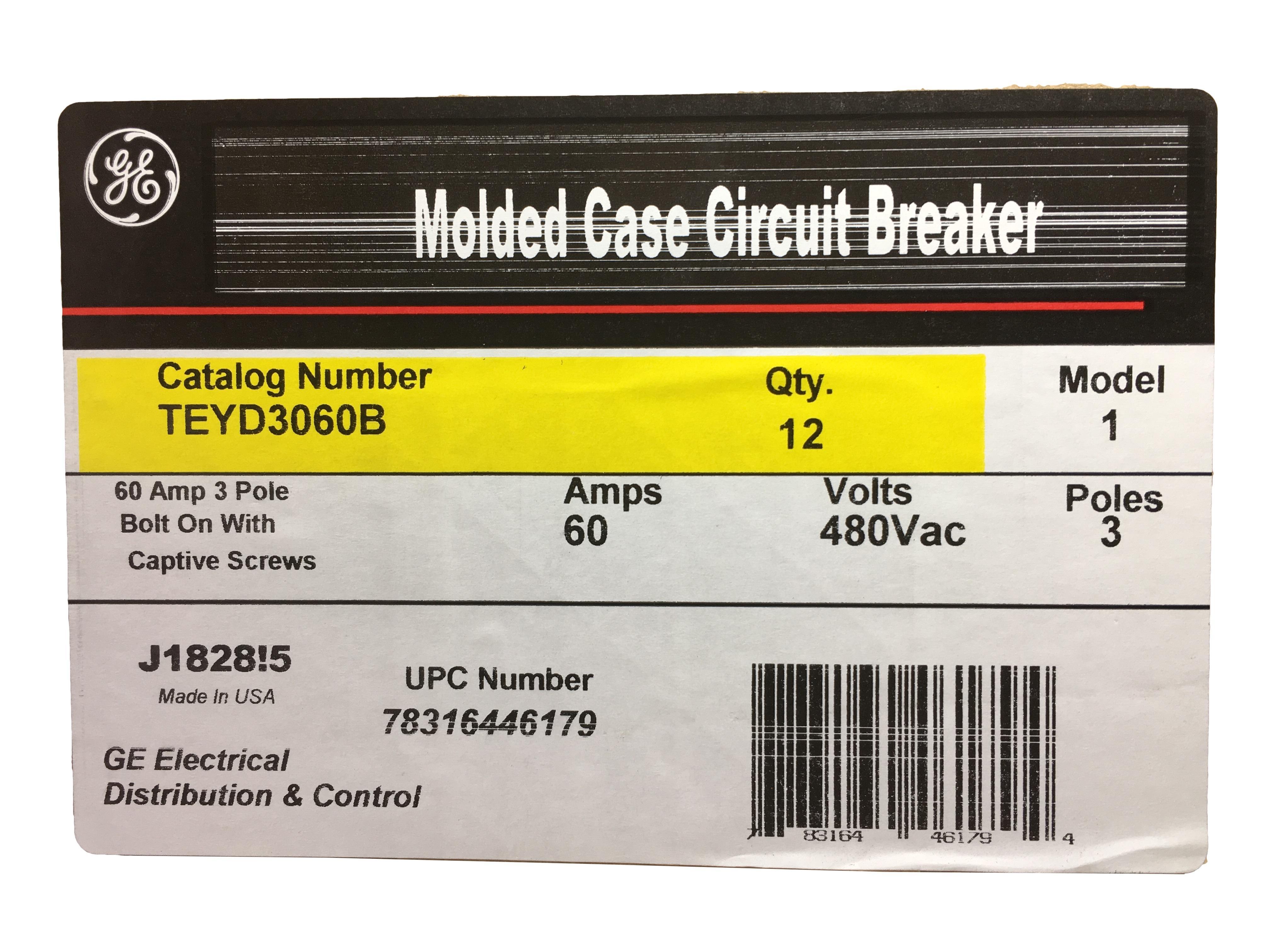 TEYD3060B GE TEYX CIRCUIT BREAKER 3P 60A 78316446179