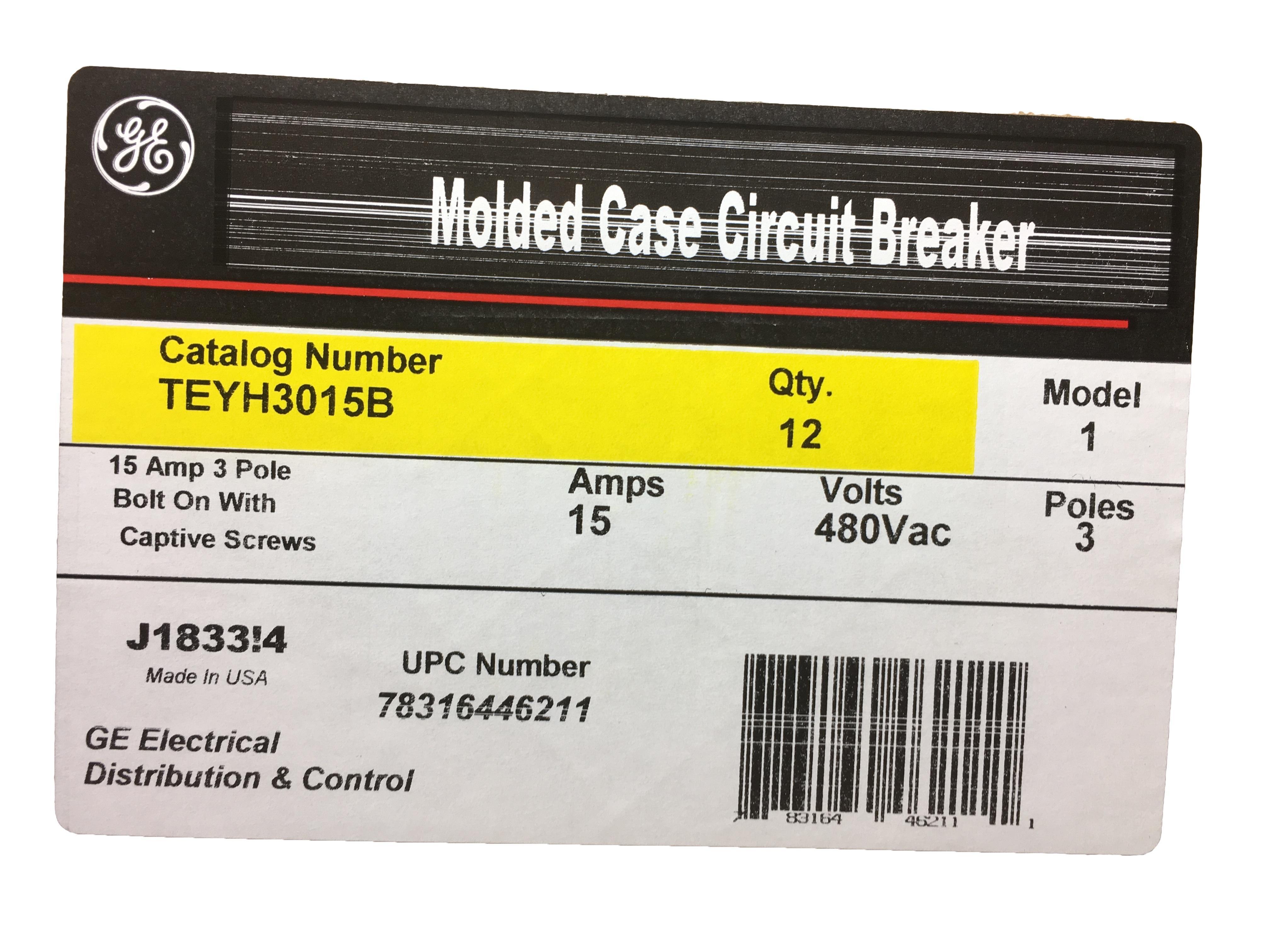 TEYH3015B GE TEYX CIRCUIT BREAKER 3P 15A 78316446211
