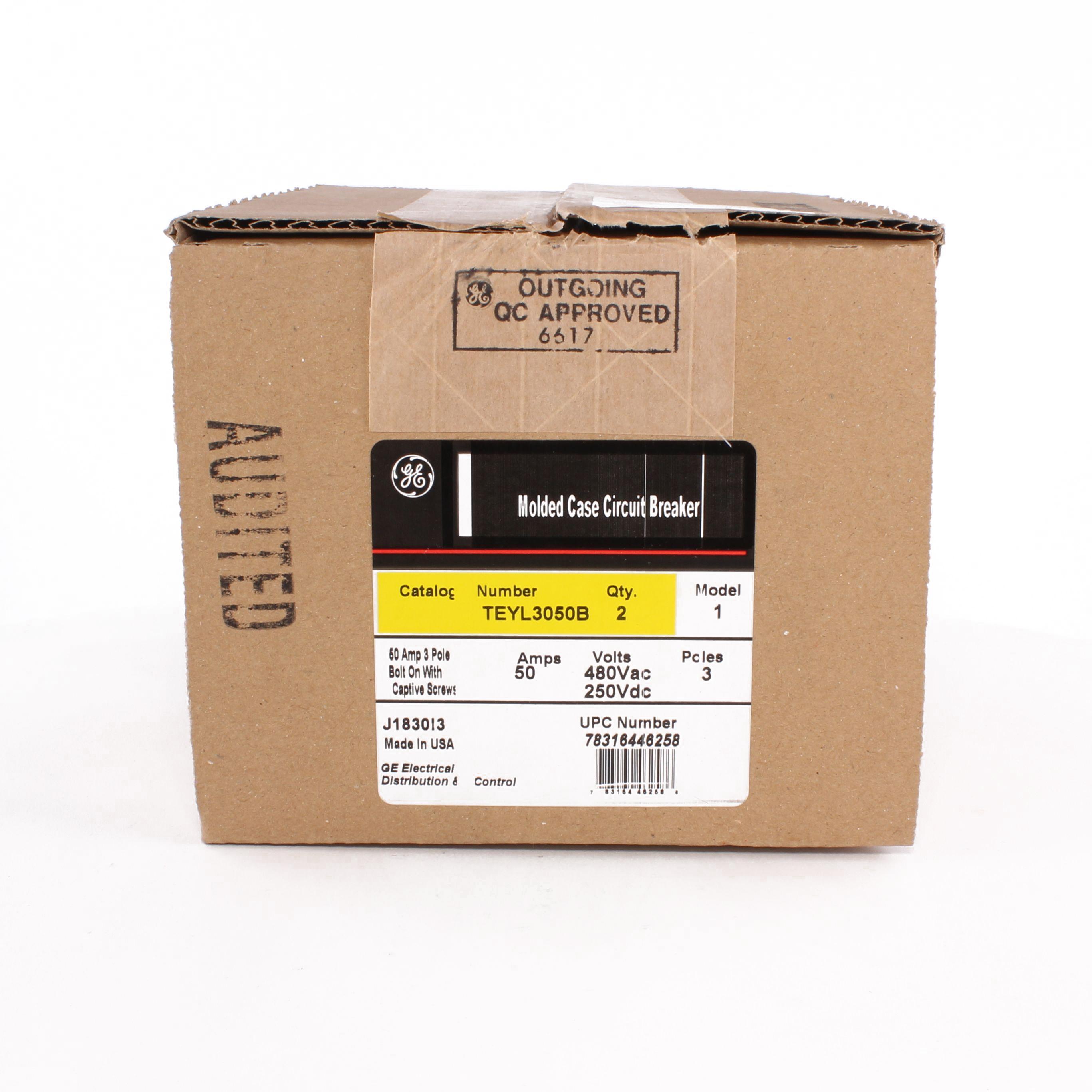 GENERAL ELECTRIC TEYL3050B 50A 3POLE 65KA 480/277 CKT BKR